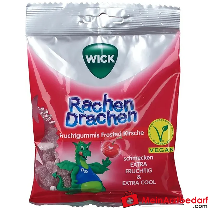 WICK Rachen Drachen Halsgummi Kirsche mit Menthol Bonbons 75 g