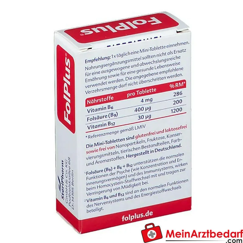 Folplus® Folsäure 400 µg / Vitamin B6 4 mg / Vitamin B12 30 µg Mini-Tabletten 90 Stück