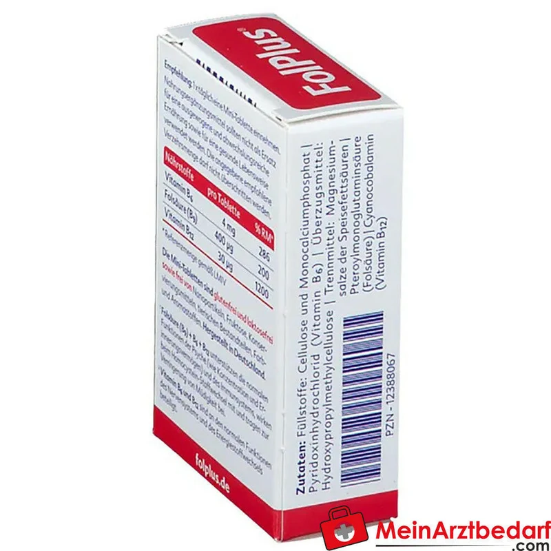Folplus® Folsäure 400 µg / Vitamin B6 4 mg / Vitamin B12 30 µg Mini-Tabletten 90 Stück
