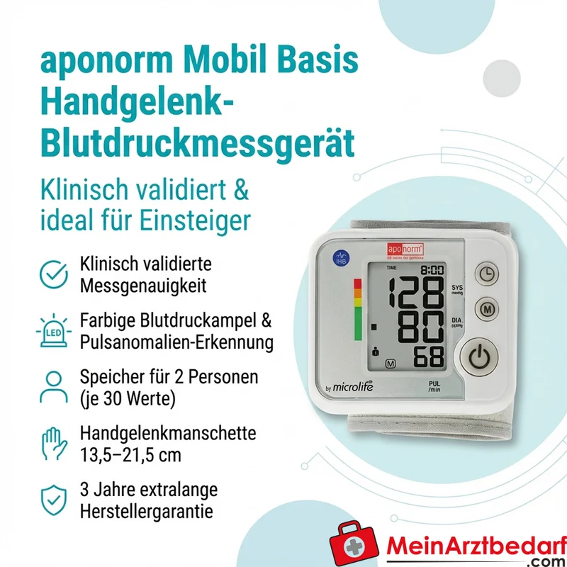 aponorm Mobil Basis Handgelenk-Blutdruckmessgerät 13,5–21,5 cm 1 St.