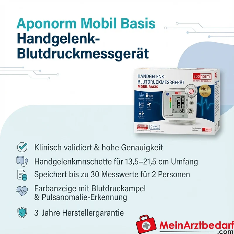 aponorm Mobil Basis Handgelenk-Blutdruckmessgerät 13,5–21,5 cm 1 St.