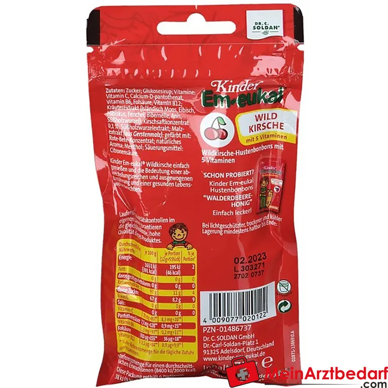 Em-eukal Kinder Wildkirsche Bonbons mit Vit. C, B6, B12 & Folsäure 75 g