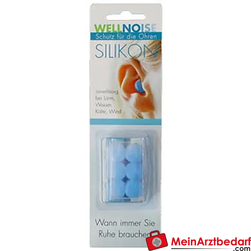 WELLNOISE Ohrenstopfen medizinisches Silikon, Dämpfung ca. 22 dB, Blister 6 Stück
