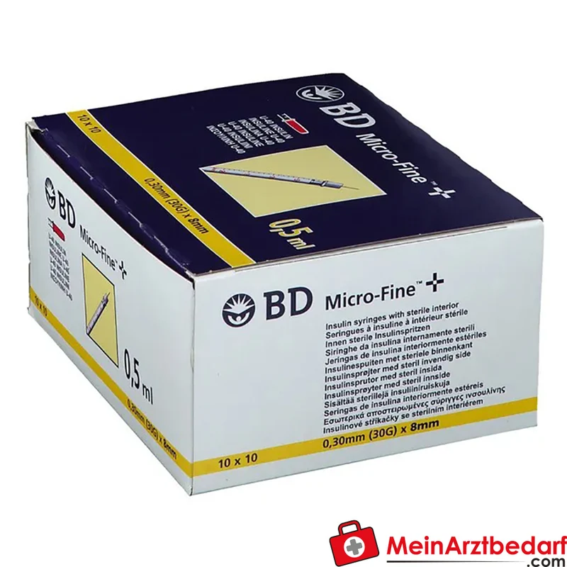 BD Micro FINE+ U40 Insulinspritzen 0,5 ml 8 mm (0,30 mm) steril