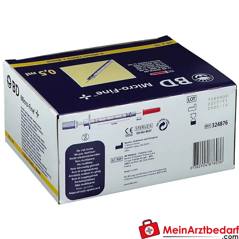BD Micro FINE+ U40 Insulinspritzen 0,5 ml 8 mm (0,30 mm) steril
