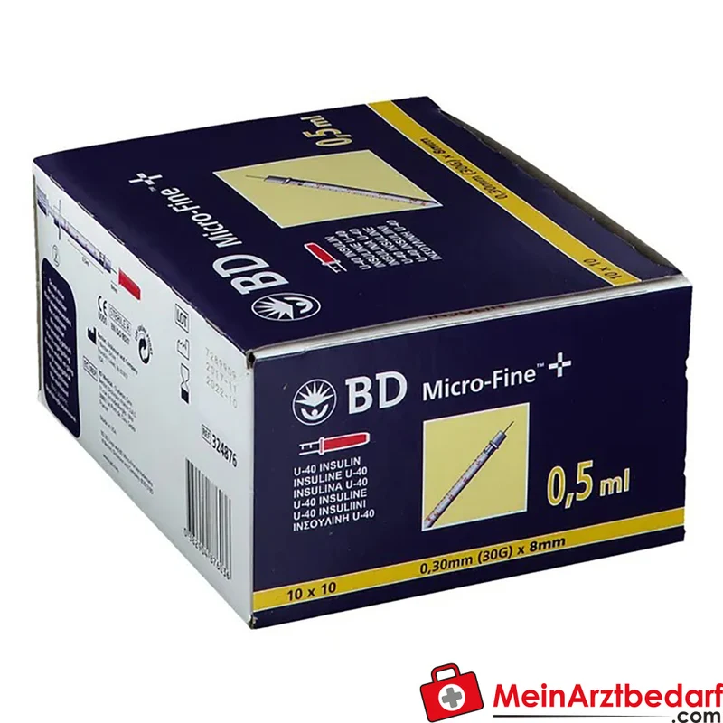 BD Micro FINE+ U40 Insulinspritzen 0,5 ml 8 mm (0,30 mm) steril