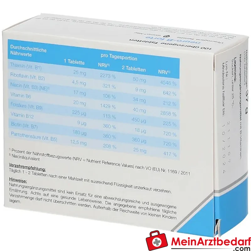 biomo neuro-B forte B‑Vitamine Thiamin 25 mg B6 20 mg B12 9 µg Tabletten 100 Stück