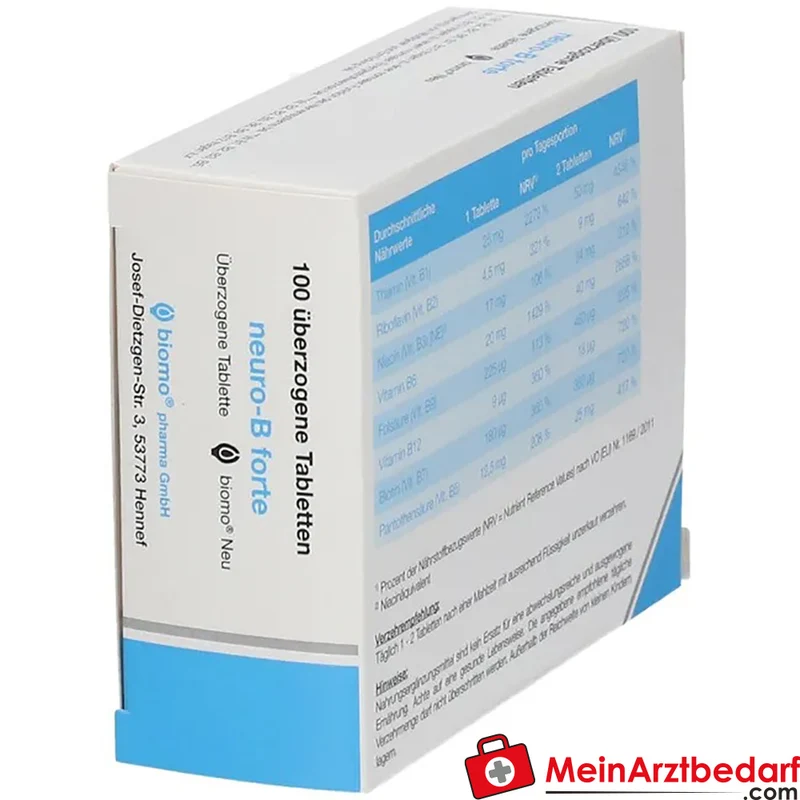 biomo neuro-B forte B‑Vitamine Thiamin 25 mg B6 20 mg B12 9 µg Tabletten 100 Stück