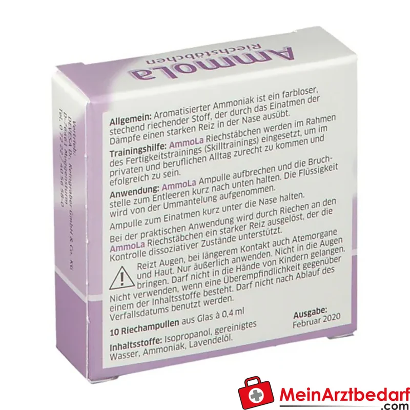AmmoLa Riechstäbchen Lavendelöl, Ammoniak Glasampullen 10 x 0,4 ml