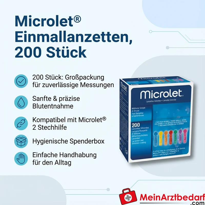 Microlet Einmallanzetten kompatibel mit Microlet 2 Stechhilfe 200 Stück