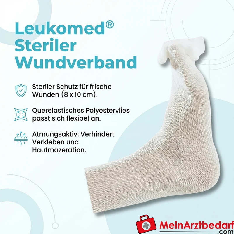 Leukomed Steriler Wundverband 8 x 10 cm Polyestervlies 5 Stück