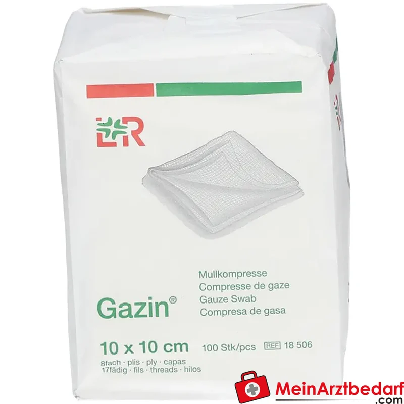 Gazin Mullkompresse 10 x 10 cm unsteril 8-lagig Verbandmull 100 Stück