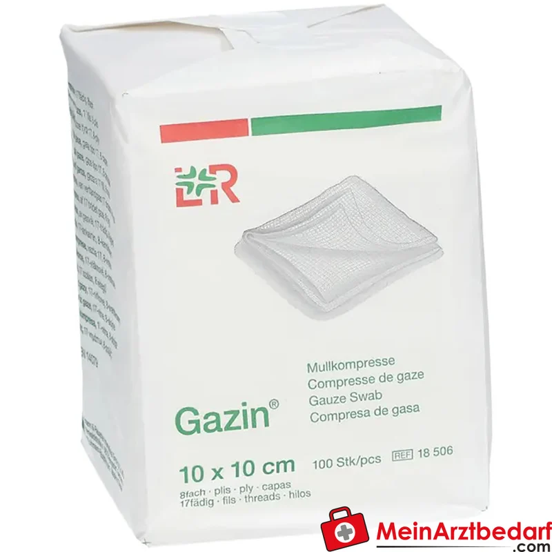 Gazin Mullkompresse 10 x 10 cm unsteril 8-lagig Verbandmull 100 Stück