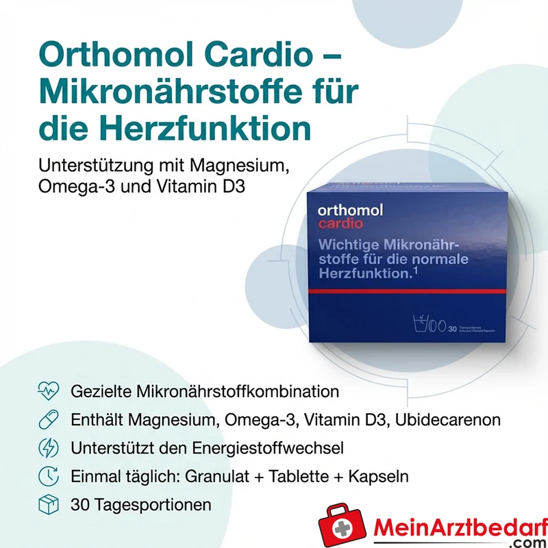 Orthomol Cardio Magnesium, Omega-3, Vitamin D3 Granulat/Tabletten/Kapseln 30 Tagesportionen