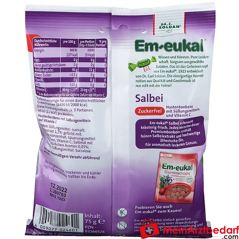 Em-eukal Salbei zuckerfrei Bonbons mit Vitamin C 75 g