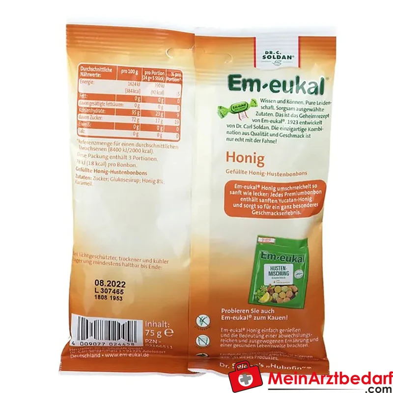Em-eukal Honig gefüllt Pastillen zuckerhaltig 75 g