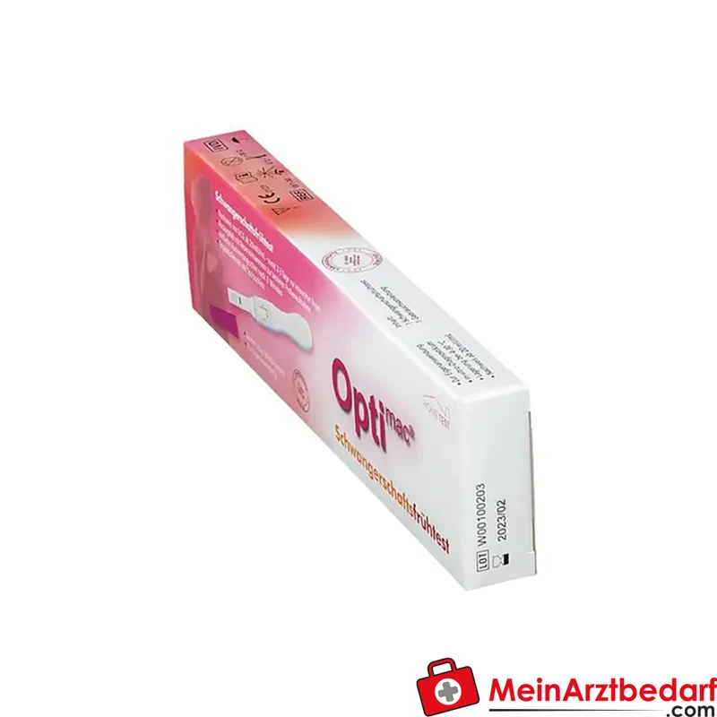 Optimac Schwangerschaftsfrühtest hCG-Nachweis 20 mIU/ml Urintest 1 Stück