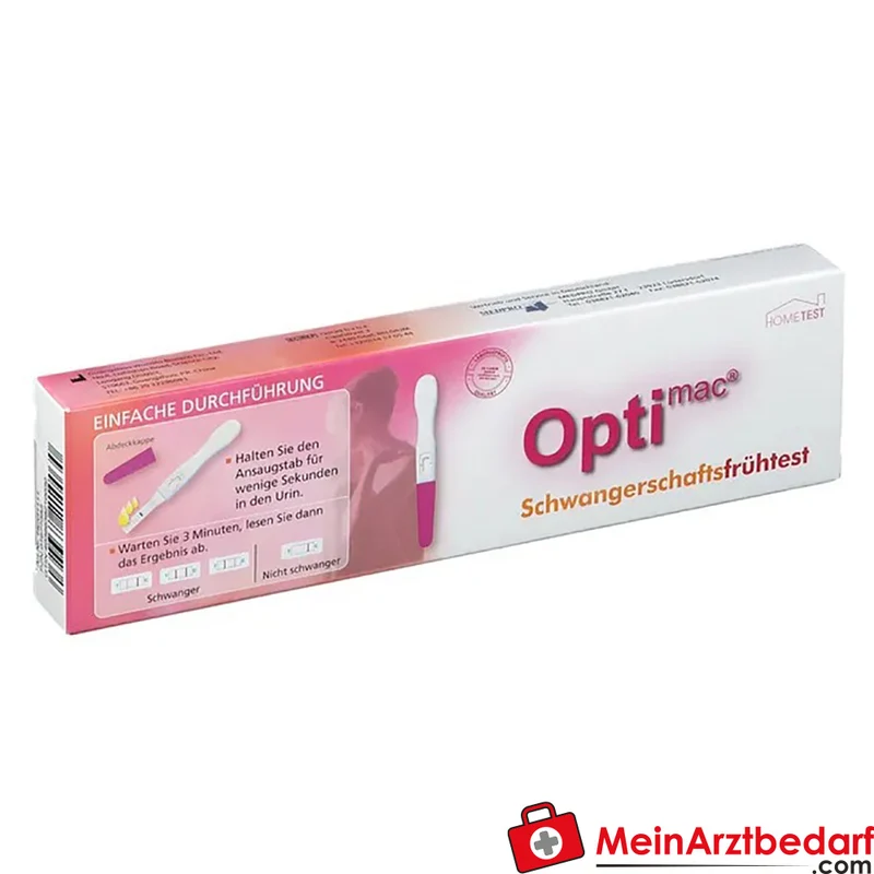 Optimac Schwangerschaftsfrühtest hCG-Nachweis 20 mIU/ml Urintest 1 Stück