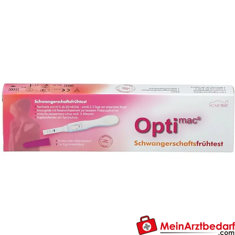 Optimac Schwangerschaftsfrühtest hCG-Nachweis 20 mIU/ml Urintest 1 Stück