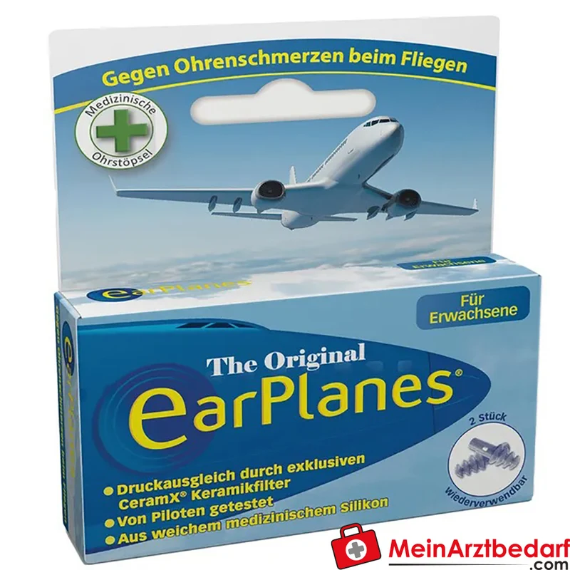 EarPlanes Ohrstöpsel für Erwachsene, Keramikfilter, hypoallergenes Silikon, 2 St.