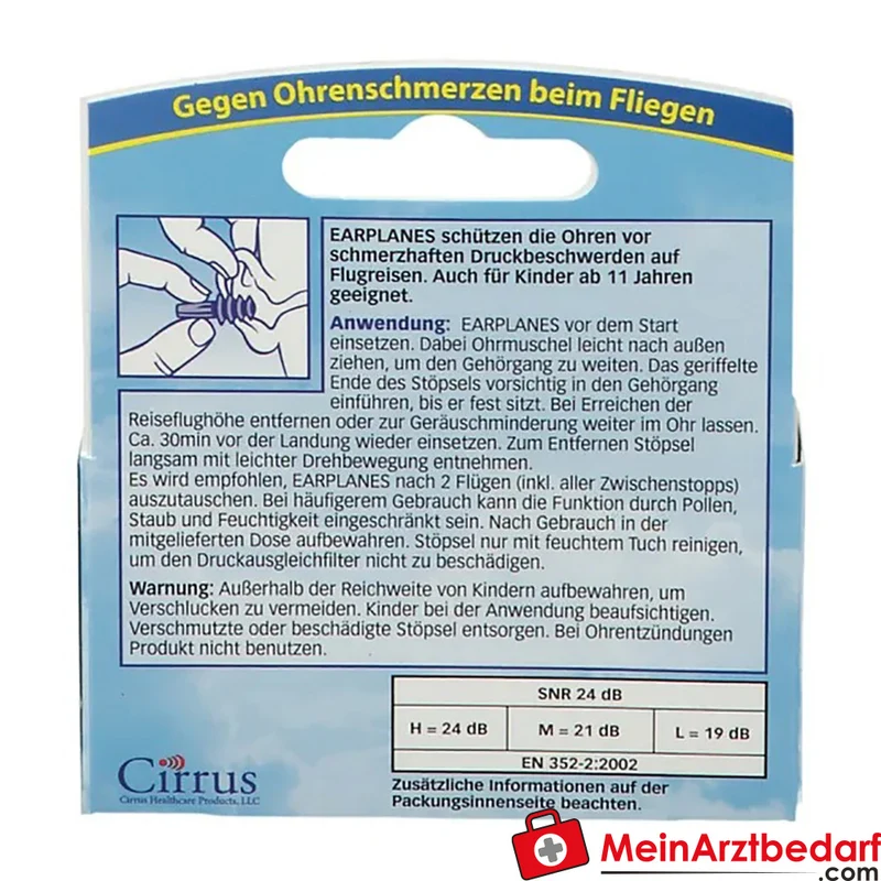 EarPlanes Ohrstöpsel für Erwachsene, Keramikfilter, hypoallergenes Silikon, 2 St.