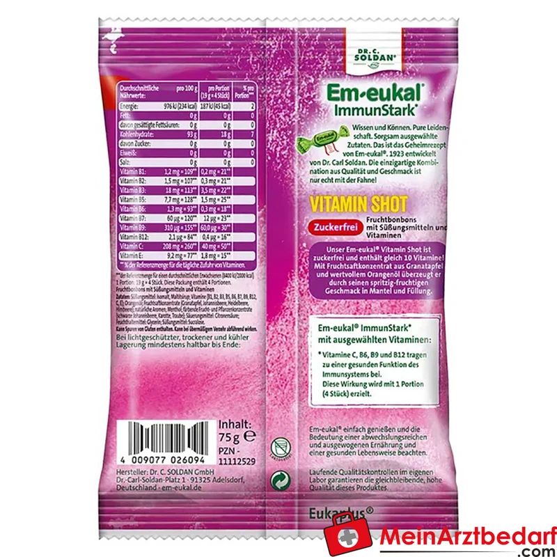 Em-eukal ImmunStark Vitamin Shot Bonbons zuckerfrei mit 10 Vitaminen 75 g