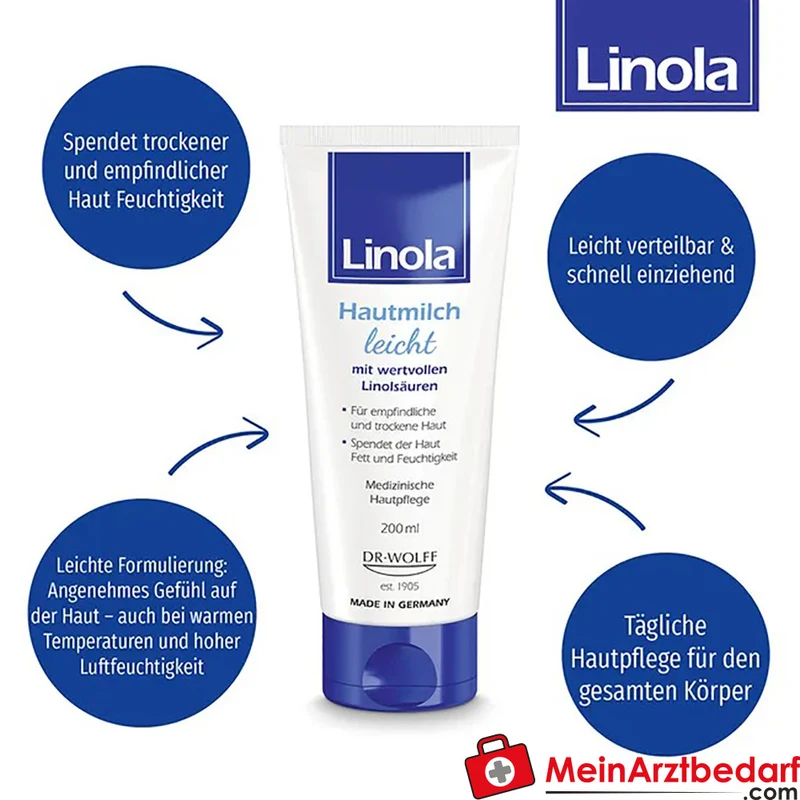 Linola Hautmilch leicht Körpermilch 200 ml für empfindliche und trockene Haut