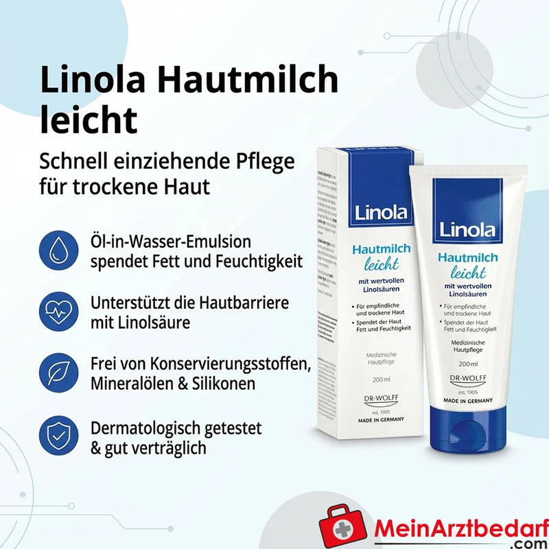 Linola Hautmilch leicht Körpermilch 200 ml für empfindliche und trockene Haut