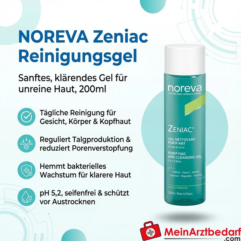 noreva Zeniac Reinigungsgel mit Salbei-, Kresse- & Klettenwurzelextrakt 200 ml