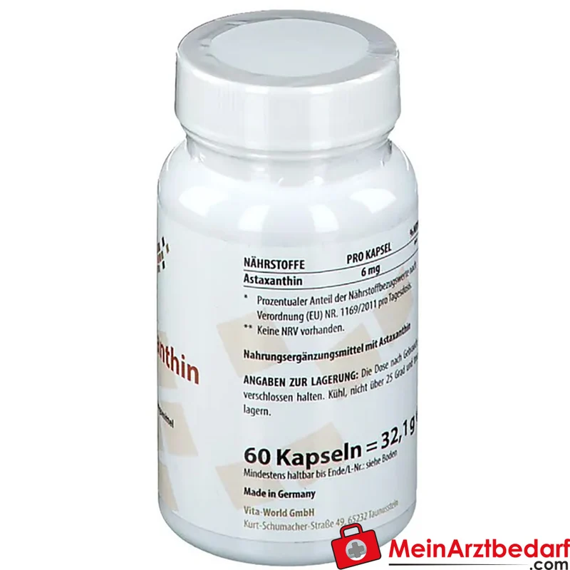 Astaxanthin 6 mg Kapseln 60 Stück, aus Haematococcus pluvialis-Alge