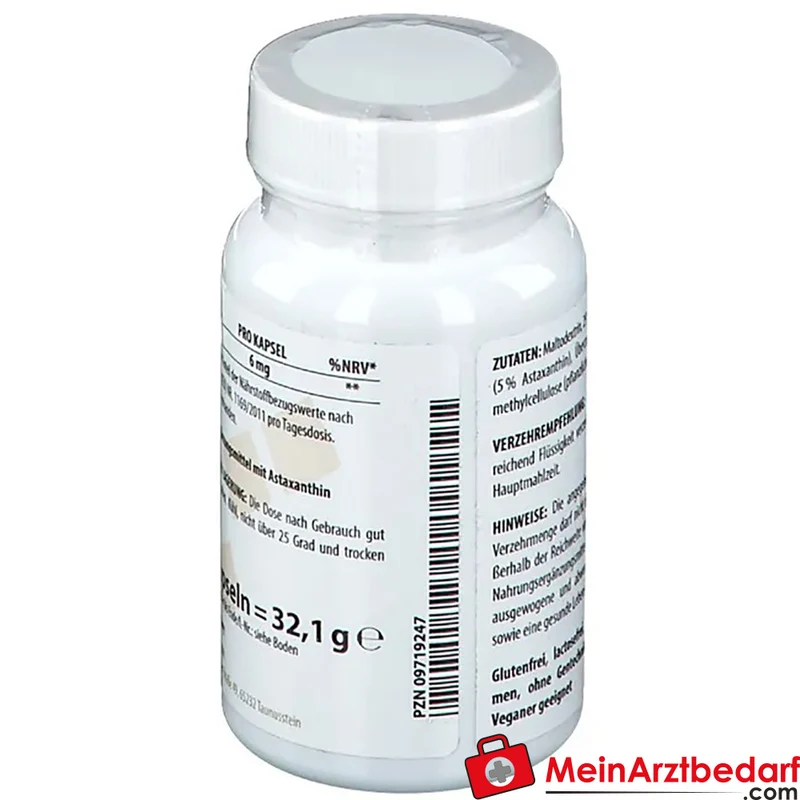 Astaxanthin 6 mg Kapseln 60 Stück, aus Haematococcus pluvialis-Alge