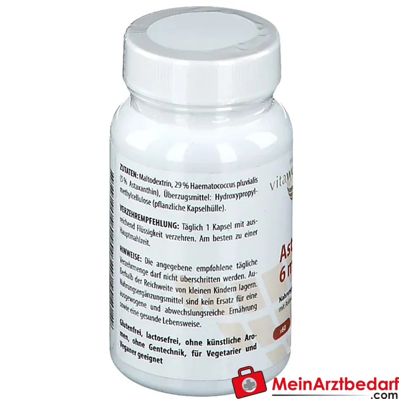 Astaxanthin 6 mg Kapseln 60 Stück, aus Haematococcus pluvialis-Alge