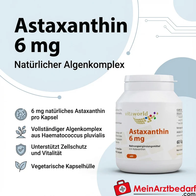 Astaxanthin 6 mg Kapseln 60 Stück, aus Haematococcus pluvialis-Alge