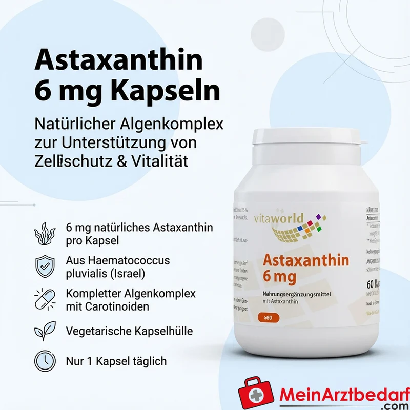 Astaxanthin 6 mg Kapseln 60 Stück, aus Haematococcus pluvialis-Alge