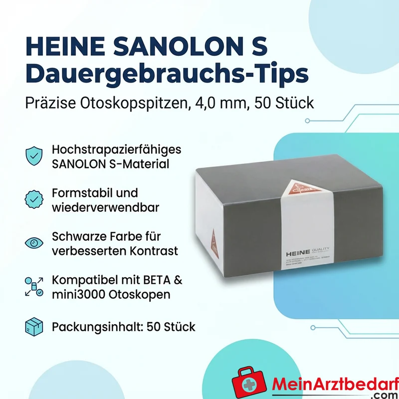 HEINE Dauergebrauchs-Tips SANOLON S 4,0 mm Otoskopspitzen schwarz 50 Stück