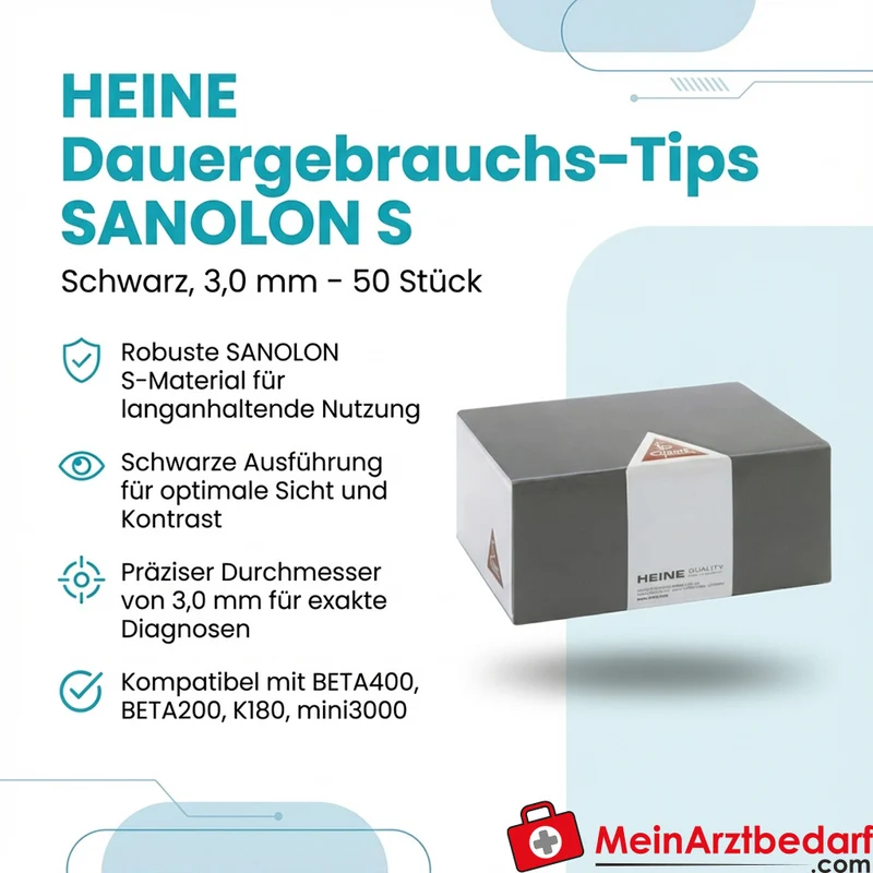 HEINE Dauergebrauchs-Tips SANOLON S schwarz 3,0 mm 50 Stück