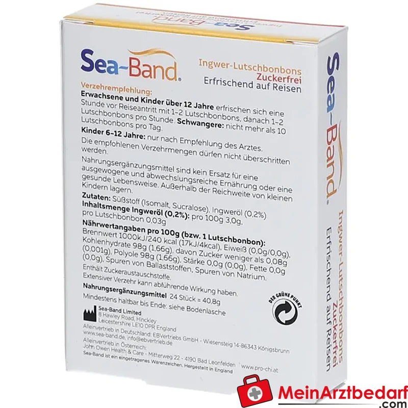Sea-Band Ingwer-Lutschbonbons mit Ingweröl 0,2% 24 Stück