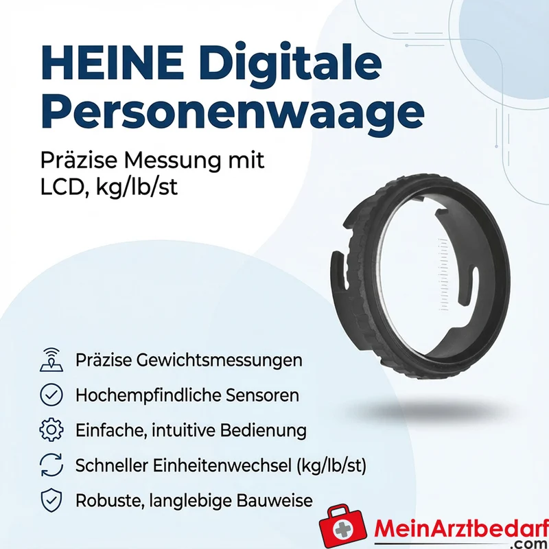 HEINE Digitale Personenwaage mit Skala und LCD, präzise Sensoren, kg/lb/st
