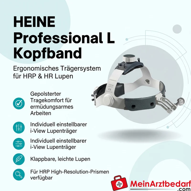 HEINE Kopfband Professional L mit HRP Lupen, i-View Träger, 420 mm/3,5x und 340 mm/4x-6x