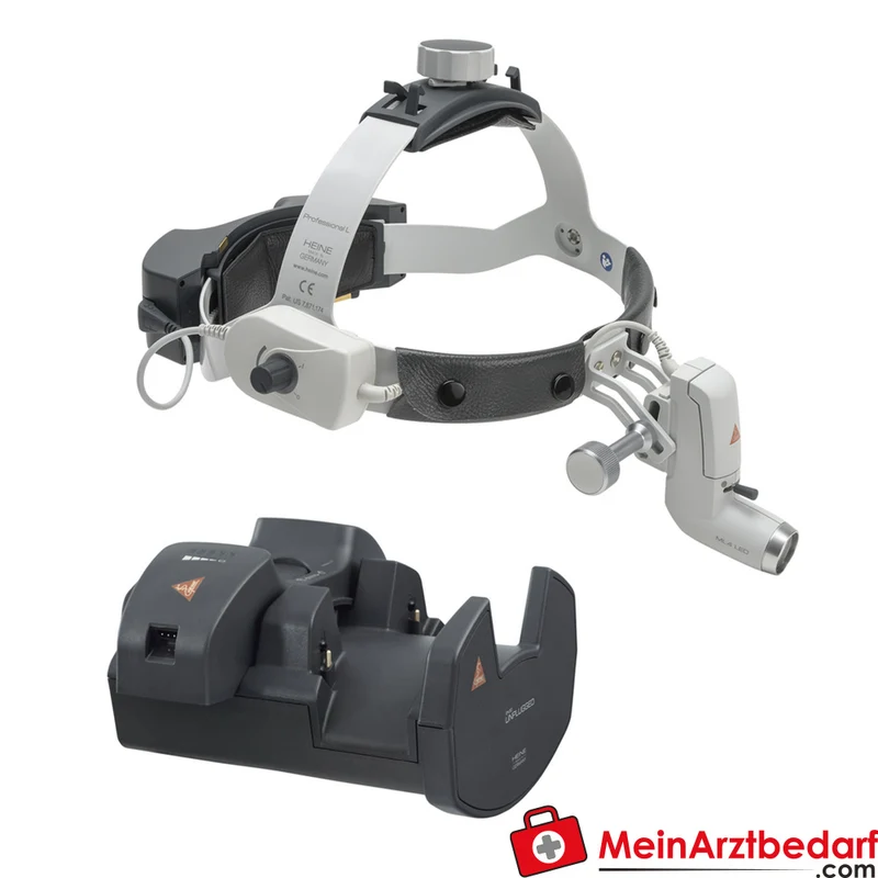 HEINE ML4 LED Kopfleuchte kabellos, stufenloses Leuchtfeld 30–80 mm, Kopfband Professional L
