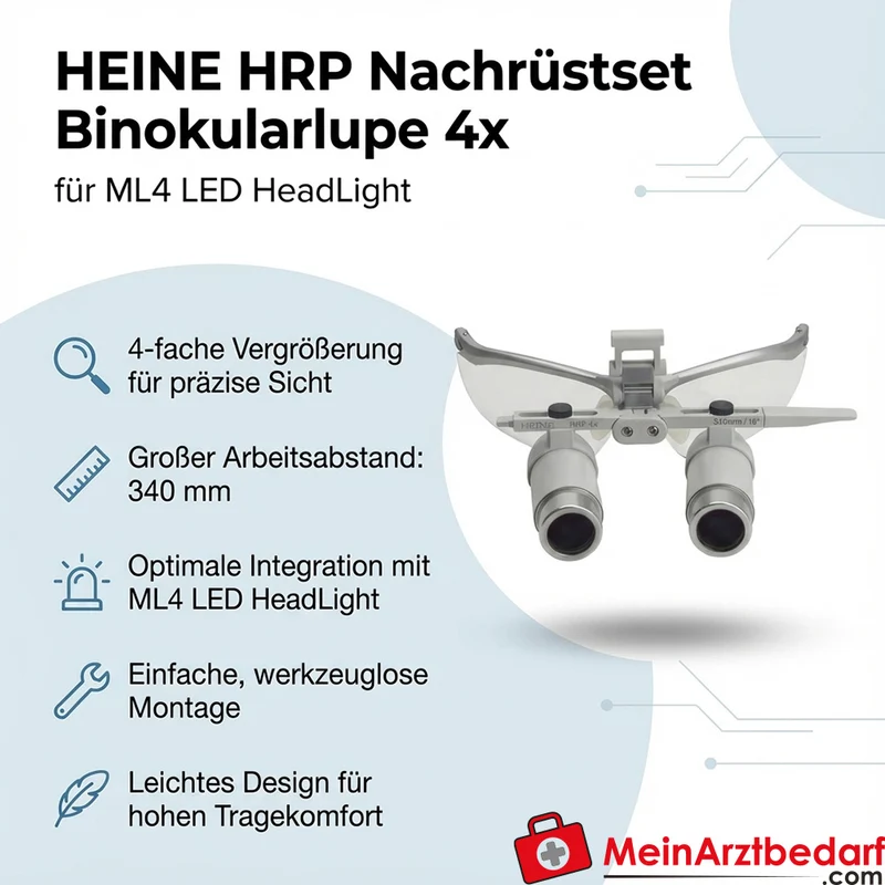 HEINE HRP Nachrüstset Binokularlupe 4× 340 mm für ML4 LED HeadLight