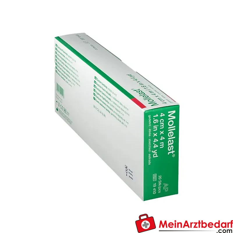 Mollelast Fixierbinde 4 cm x 4 m, elastisch, weiß, 20 Stück