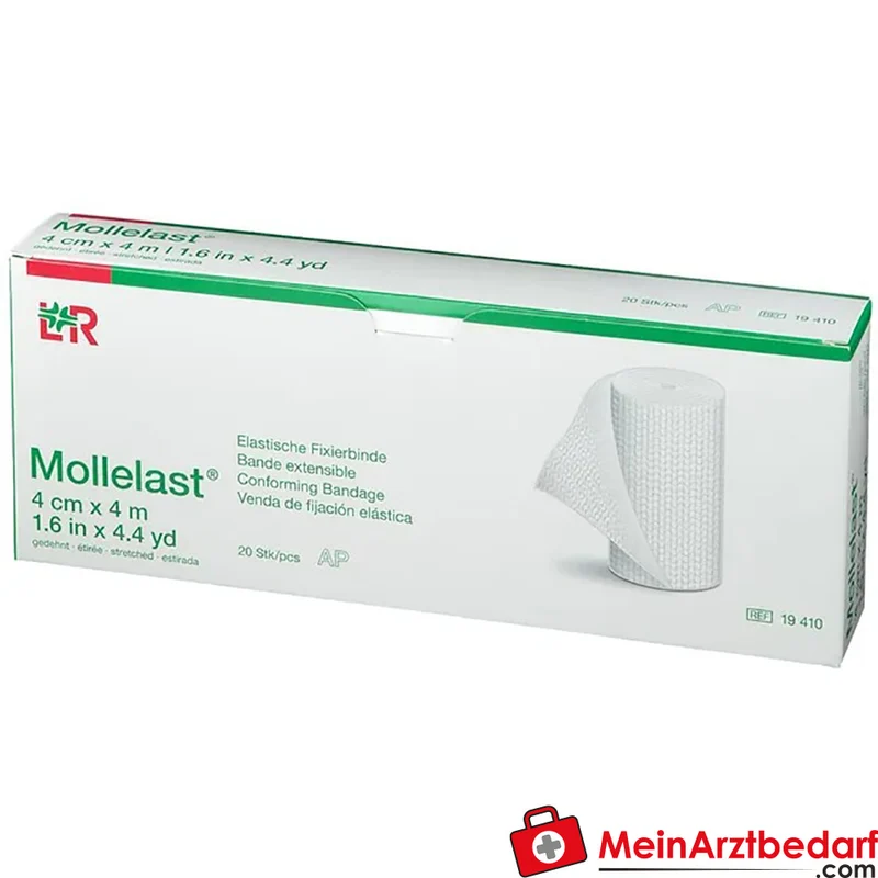 Mollelast Fixierbinde 4 cm x 4 m, elastisch, weiß, 20 Stück