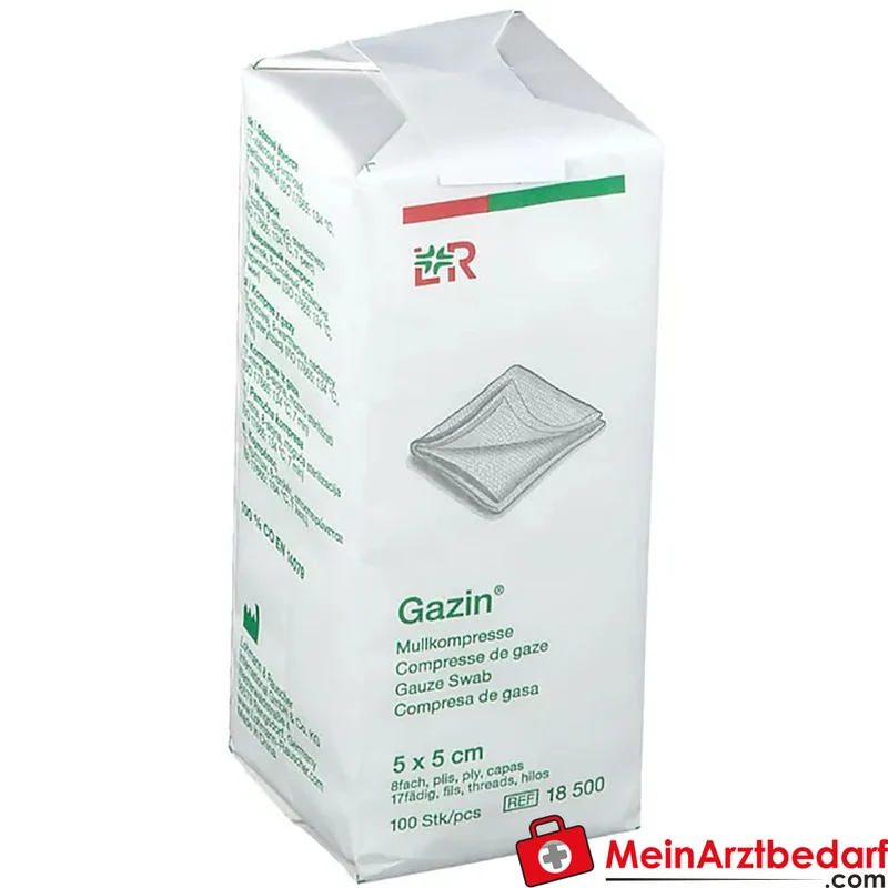 Gazin Mullkompresse 5 x 5 cm 8-lagig unsteril 100 Stück