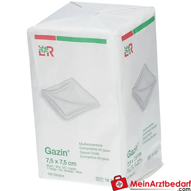Gazin Mullkompresse 7,5 x 7,5 cm unsteril 8-lagig 100 Stück
