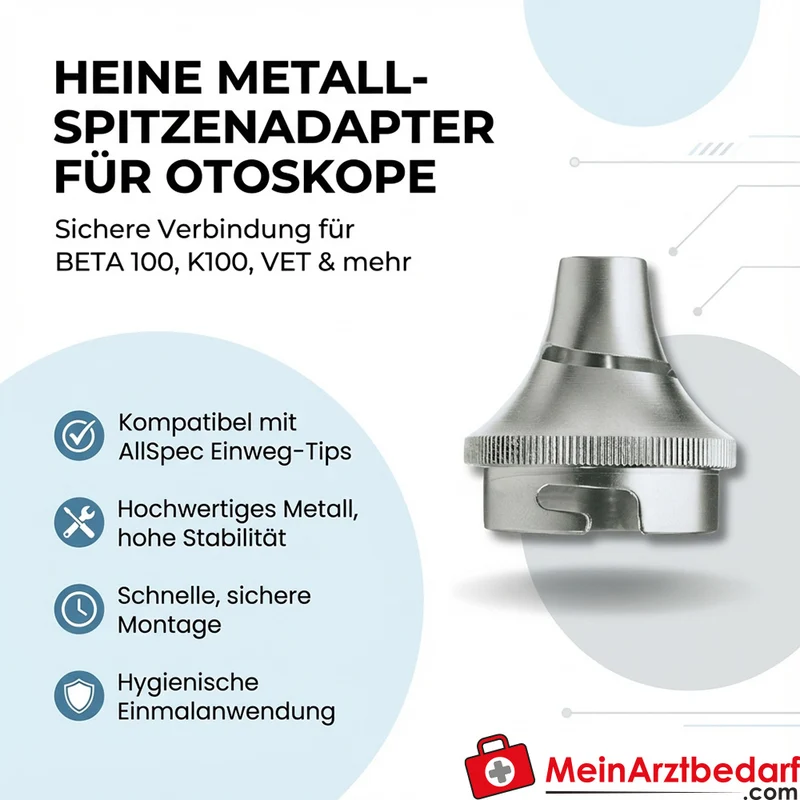 HEINE Spitzenadapter Metall für Otoskope BETA 100 K100 BETA 100 VET kompatibel mit AllSpec Einweg-Tips