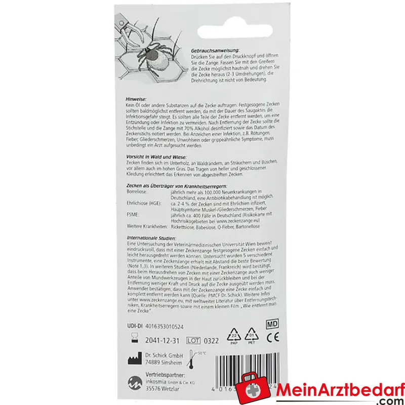 Dr. Schick Zeckenzange medizinische Einhandzange 1 St.