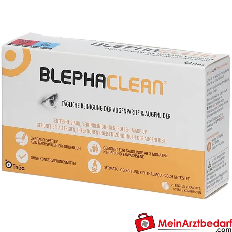 Blephaclean Kompressen, sterile Augenreinigungstücher, Hyaluronsäure, 20 St.
