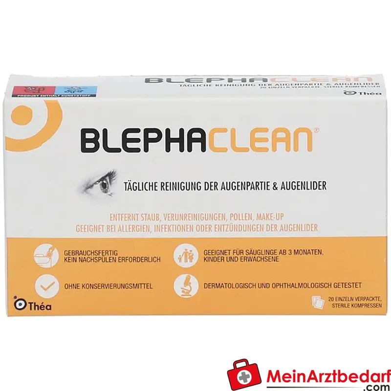 Blephaclean Kompressen, sterile Augenreinigungstücher, Hyaluronsäure, 20 St.