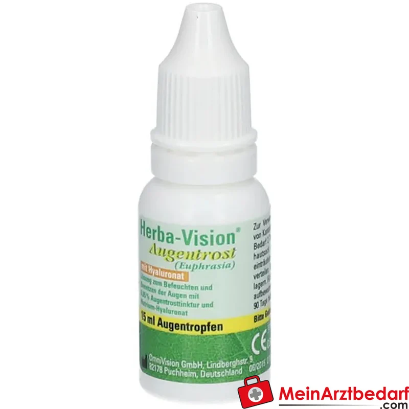 Herba-Vision Augentrost Augentropfen 0,05% Augentrosttinktur mit Natrium‑Hyaluronat 15 ml
